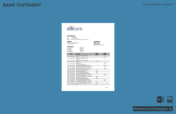 Peru Citibank Kontoauszug Word-Version 2 Beispielvorschau